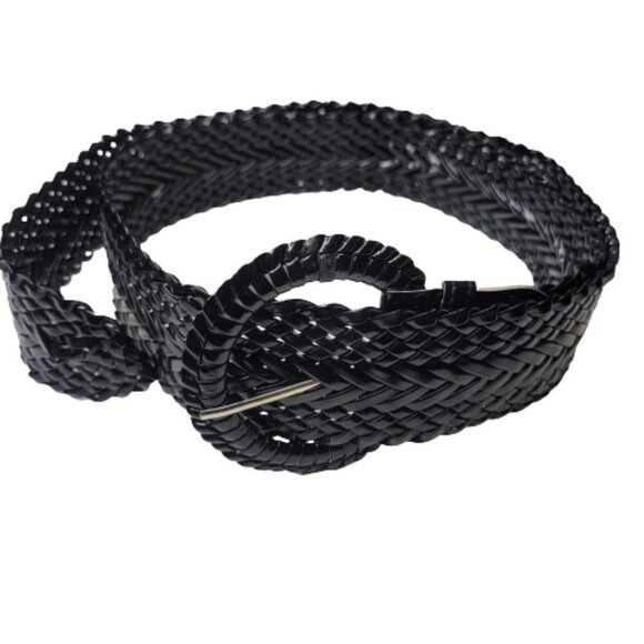 Womens Braided Woven Fashion Black Belt - Picture 1 of 8